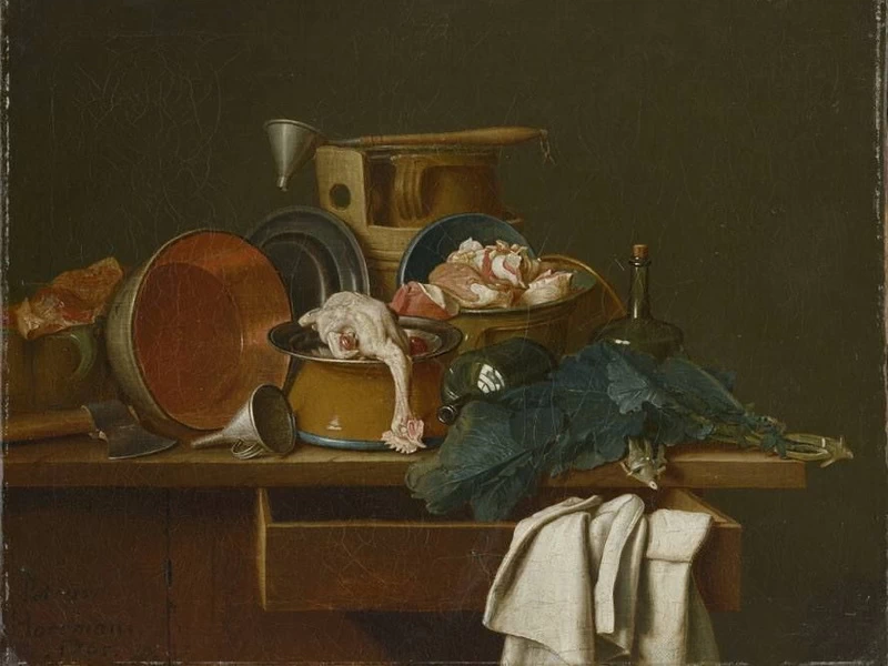 1700 - Peter Jacob Horemans - Natura morta con utensili da cucina e pollo spennato - Collezioni di dipinti dello Stato bavarese